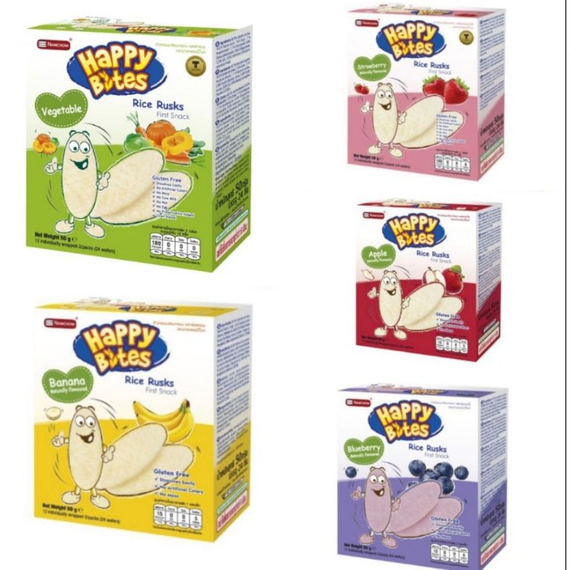 ขนมข้าวมะลิHappy bites จากNamchow 50g 6เดือนขึ้นไป