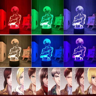 โคมไฟตั้งโต๊ะกลางคืน 3D Led ลายการ์ตูน Attack On Titan เปลี่ยนสีได้ 7 สี