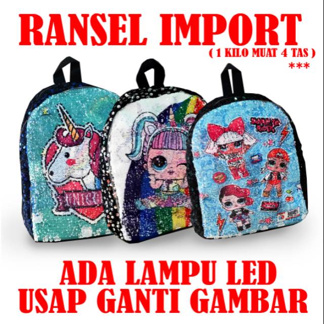 ROBBAGS - 6908 - BAGS - LOL BAGS - BATAM BAGS - กระเป๋านําเข้า - PONY UNICORN - กระเป๋า LED CHILDREN