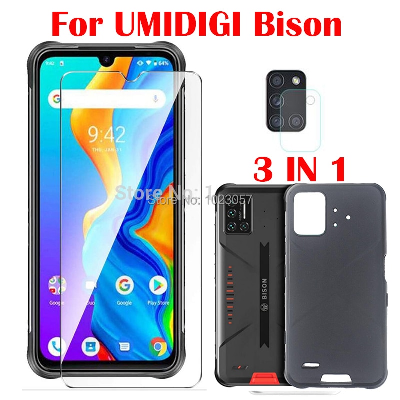 3-in-1 Soft Case + กล้องกระจกนิรภัยบน UMIDIGI BISON Pro GT X10 Pro A9 ScreenProtector Glass สําหรับ 
