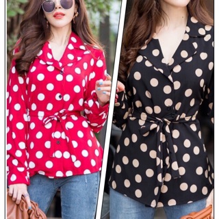 เสื้อเชิ้ตแขนยาวลายpolkadot