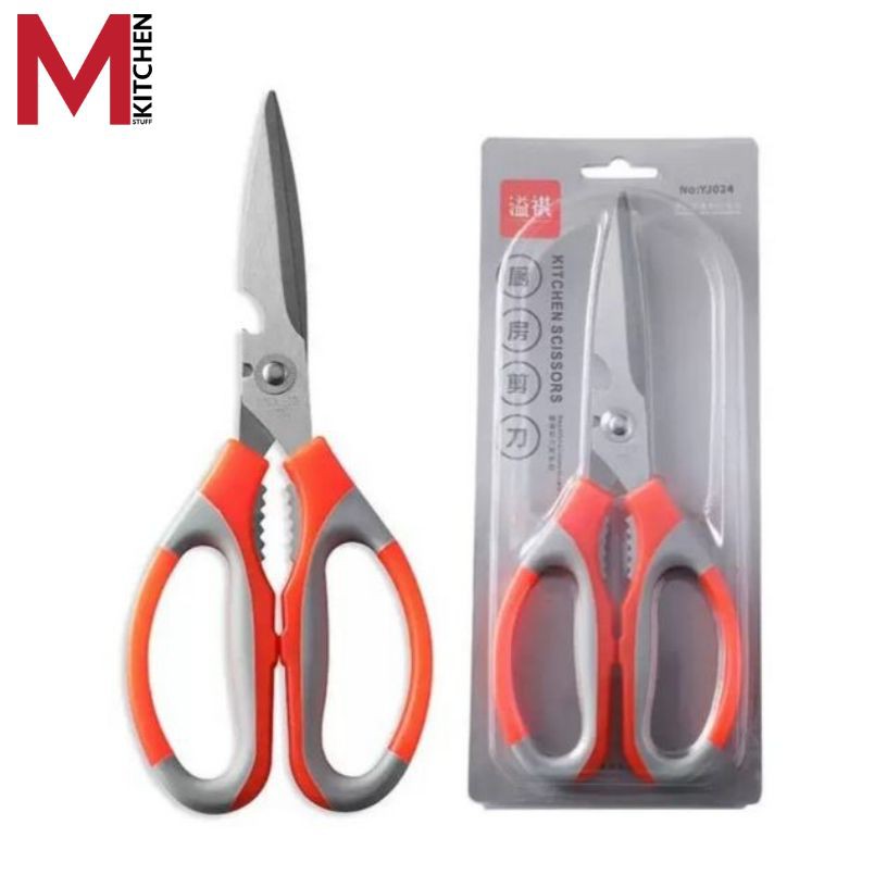 M KITCHEN YJ024 กรรไกร กรรไกรทำอาหาร สแตนเลส 3in1 สามรถเปิดขวดได้ (C0)