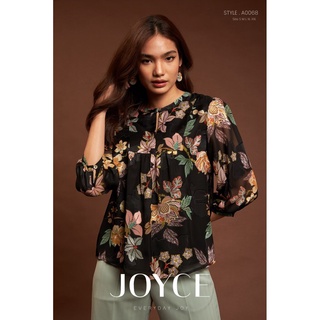 A 0068 เสื้อ Joyce ผ้าชีฟองเท็กเจอร์พิมพ์ลายดอกไม้โทนสีหรูคอเจาะหยดน้ำติดกระดุม มีซับใน ลายผ้าสวยผ้าเนื้อเย็นใส่สบาย ...