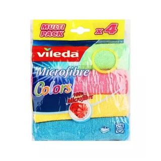 VILEDA วิเลดา ผ้าไมโครไฟเบอร์ คัลเลอร์ แพ็ค 4 ชิ้น