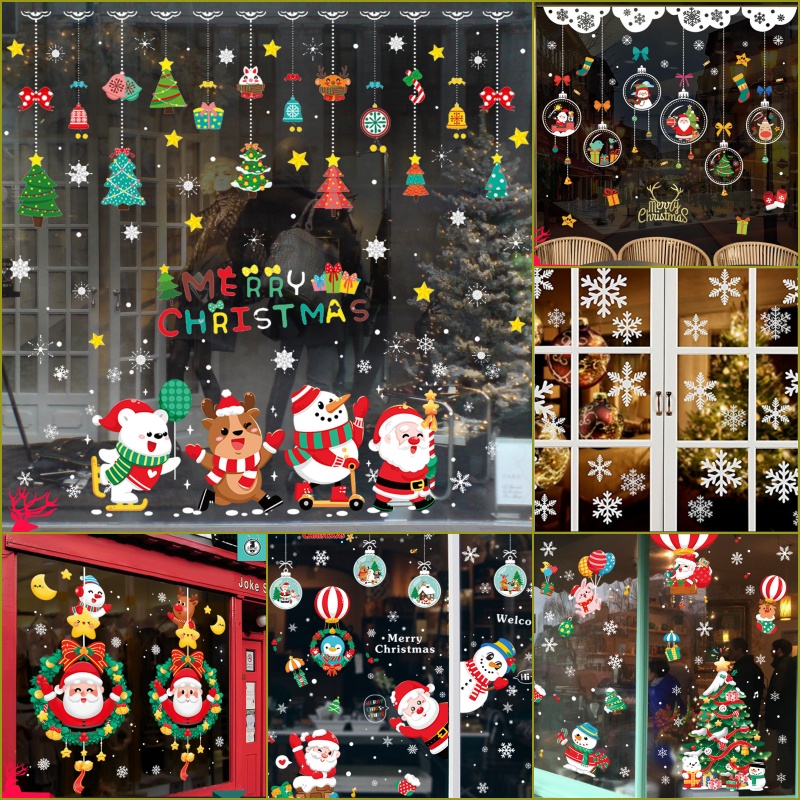 สติ๊กเกอร์สูญญากาศติดกระจก (แบบไม่มีกาว) เทศกาลChristmas ปีใหม่2027 ตกแต่งร้าน ส่งด่วนจากกทม.