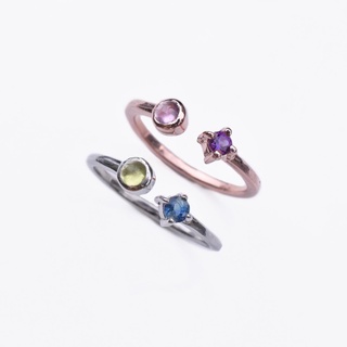 แหวนพลอยtwin Amethyst / Blue topaz / Peridot รุ่น minim twin รหัส R346 #minimtwin