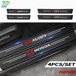 สติกเกอร์คาร์บอนไฟเบอร์ ป้องกันรอย สําหรับติดประตูรถยนต์ Honda City Brio BRV Vezel MUGEN 4 ชิ้น