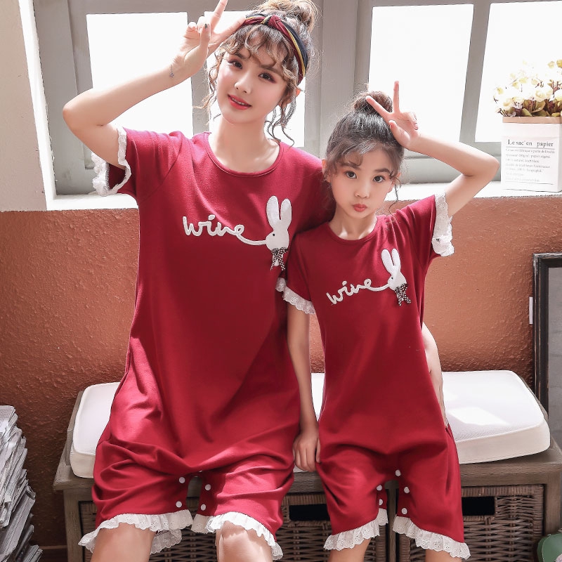 ชุดนอนเกาหลีสไตล์เกาหลีฤดูร้อนผ้าฝ้ายชุดนอนสตรีแขนสั้นบางการ์ตูนน่ารัก ...