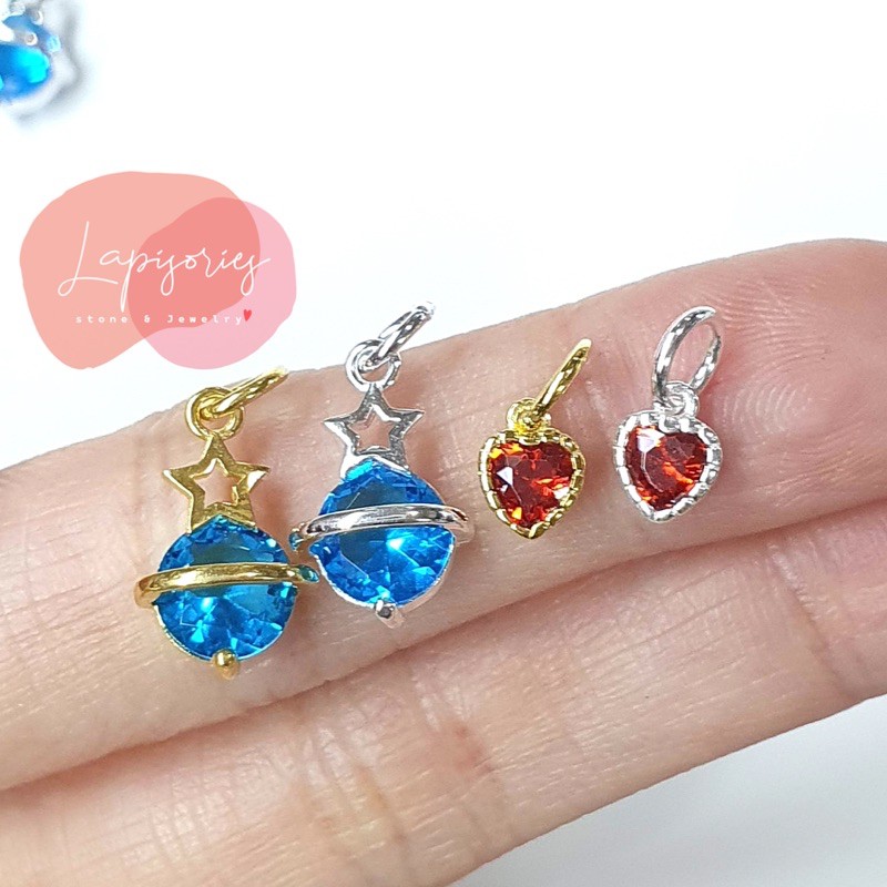 จี้เงินแท้925 หัวใจ คริสตัลญี่ปุ่น ดาวเคราะห์ สีเงิน สีทอง จี้ห้อยคอ จี้ห้อยกำไล ตัวตกแต่งกำไล DIY