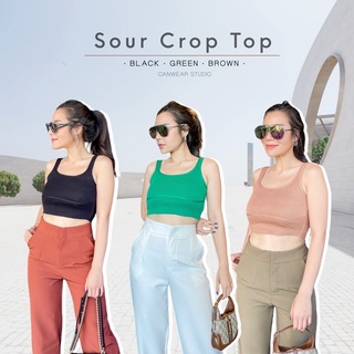 Canwear_Studio ll SOUR CROP TOP เสื้อครอปไหมพรม เสื้อกล้ามไหมพรม เสื้อไหมพรม เสื้อ เสื้อสายเดี่ยว เสื้อ เสื้อไหมพรม