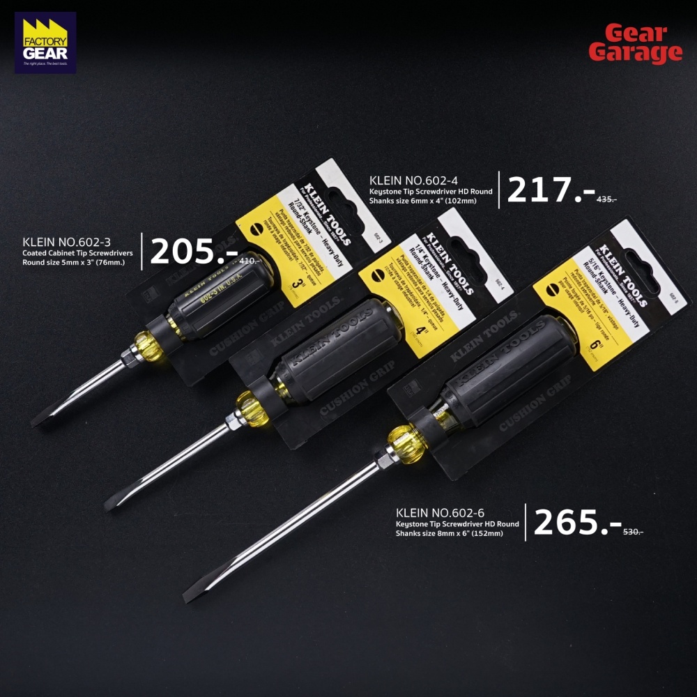 KLEIN NO.602-3/602-4/602-6/602-8/602-10/602-12 Coated Cabinet Tip  Screwdrivers Round | Shopee Thailand