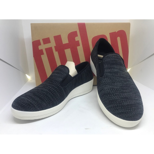 Fitflop Superskate Uberknit Loafers Black/Soft Gray uk4/us6/eu37 ของใหม่ ของแท้ ชอปไทย