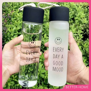 ขวดแก้วใส่น้ำดื่มพกพา มีสายคล้องมือ พกพาสะดวก กระบอกใส่น้ำ  350 ml Portable glass