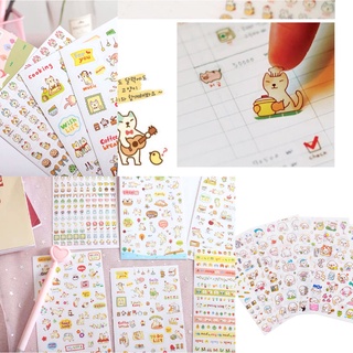 สติ๊กเกอร์การ์ตูนน่ารัก เซ็ต 6 แผ่น DIY cartoon sticker สติกเกอร์มีหลายลาย (( A69 - 1 ชุด สุ่มลาย))