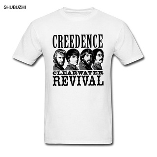 [100% Cotton] เสื้อยืด ผ้าฝ้าย พิมพ์ลายวงร็อค Creedence Clearwater Revival สีเทา สไตล์สตรีท สําหรับผู้ชาย