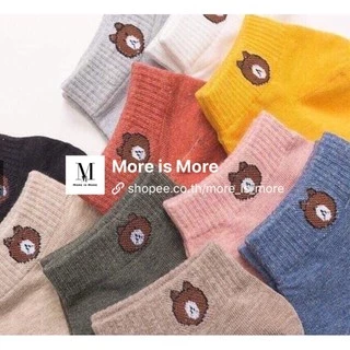 ถุงเท้าผู้หญิ่ง 🧸ลายหมี🔥1แพค10คู่10สี🔥ถุงเท้าน่ารัก ถุงเท้สข้อสั้น สไตล์ญี่ปุ่น พร้อมส่ง