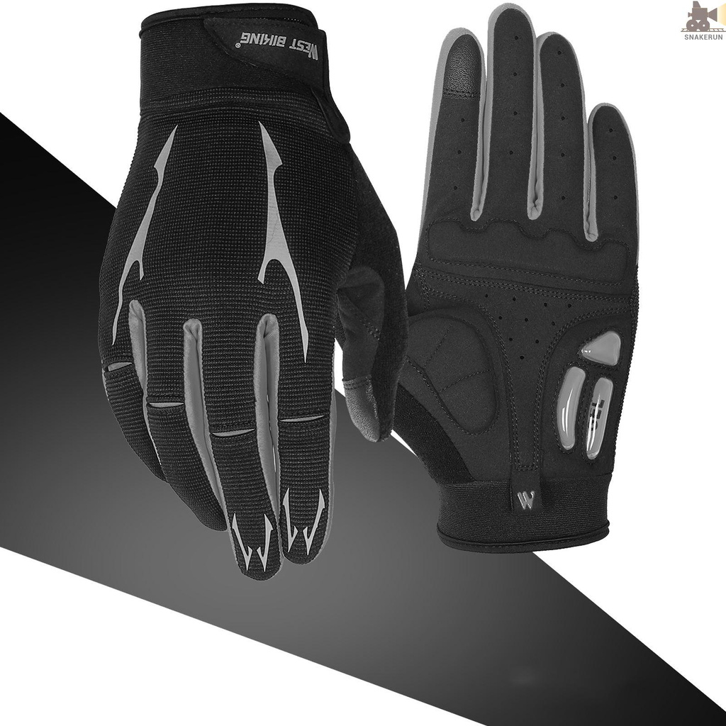 Snakerun Mountain Bike Gloves Full Finger Touch Screen Gloves Antiskid