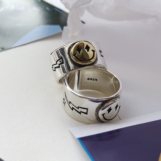 แหวนกึ่งเปิดขนาดสามารถปรับขนาดได้สไตล์ฮิปฮอป Smiley Ring