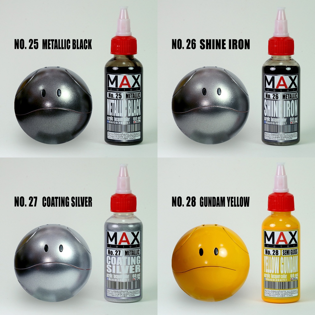 No25-No28 max color สีพ่นโมเดล กันดั้ม รถถัง อาร์ททอย พลาสติกโมเดล สีผสมสำเร็จพร้อมใช้งาน