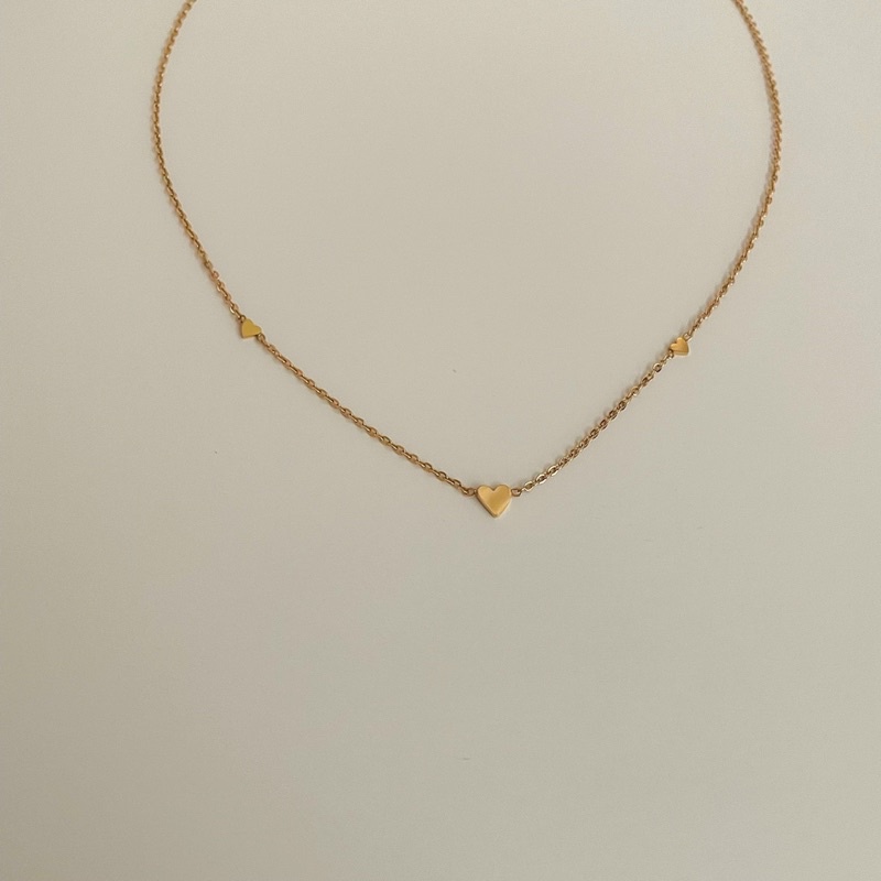 shellandgold - สร้อยคอและข้อมือสแตนเลสจี้หัวใจ 3 ดวง