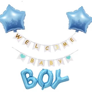 ชุดป้าย welcome baby ต้อนรับเด็กแรกเกิด ลูกโป่งต้อนรับเด็กแรกเกิด ลูกโป่งวันเกิด ชุดเด็ก ของขวัญเด็กแรกเกิด