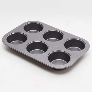 ถาดอบมัฟฟิน 6 ถ้วย ขนาด 26.8 x 18.2 x 2.8 ซม. Non-Stick Muffin Pan US / BA-1006