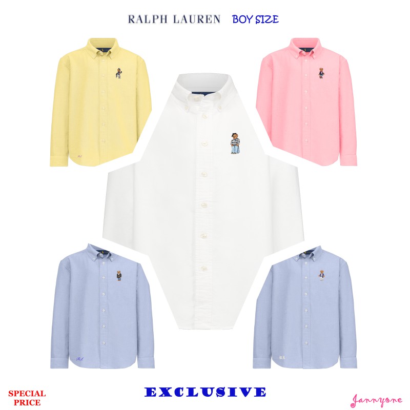 RALPH LAUREN BOYS BEAR COTTON OXFORD SHIRT (BOY SIZE 8-20)