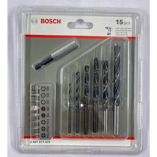 Bosch ชุดดอกไขควง/ดอกเจาะไม้/ดอกเจาะเหล็ก 15 ชิ้น