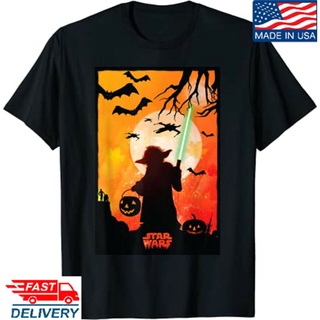 เสื้อยืดผ้าฝ้ายพิมพ์ลาย GILDAN เสื้อยืด แบบนิ่ม พิมพ์ลาย Star Wars Yoda Silhouette Halloween Gif For Your Lover สําหรับผ