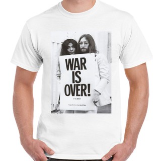 [S-5XL]เสื้อยืดผ้าฝ้ายพิมพ์ลาย War is Over If You Want IT สำหรับผู้ชาย