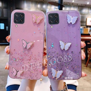 เคสโทรศัพท์ Samsung Galaxy M32 M12 M02 A22 A32 A52 A72 A12 A02 Case Solid Glitter Diamond Butterfly Luxury Transparent Star Bling Case for SamsungM32 เคส