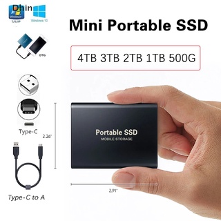 [Dhin] ฮาร์ดดิสก์มือถือ SSD 4TB 2TB 1TBGB Type C USB3.1 แบบพกพา