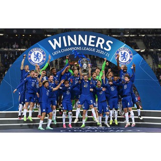 โปสเตอร์ Chelsea เชลซี champions แชมป์ 2020 2021 poster ฟุตบอล Football โปสเตอร์ฟุตบอล ตกแต่งผนัง รูปติดห้อง ของแต่งห้อง