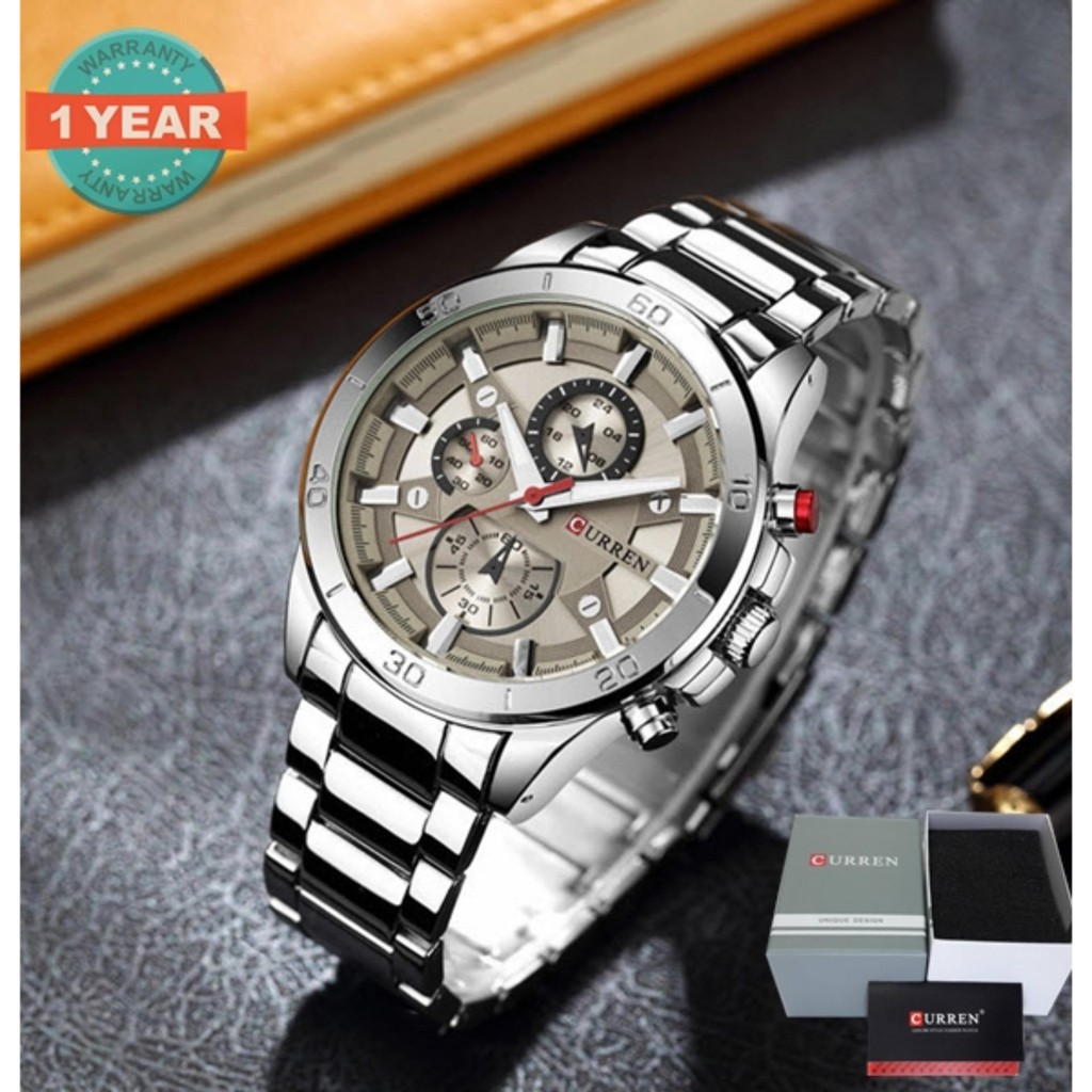 CURREN 8275 นาฬิกาข้อมือผู้ชาย สายสแตนเลส กันน้ำ 3ATM