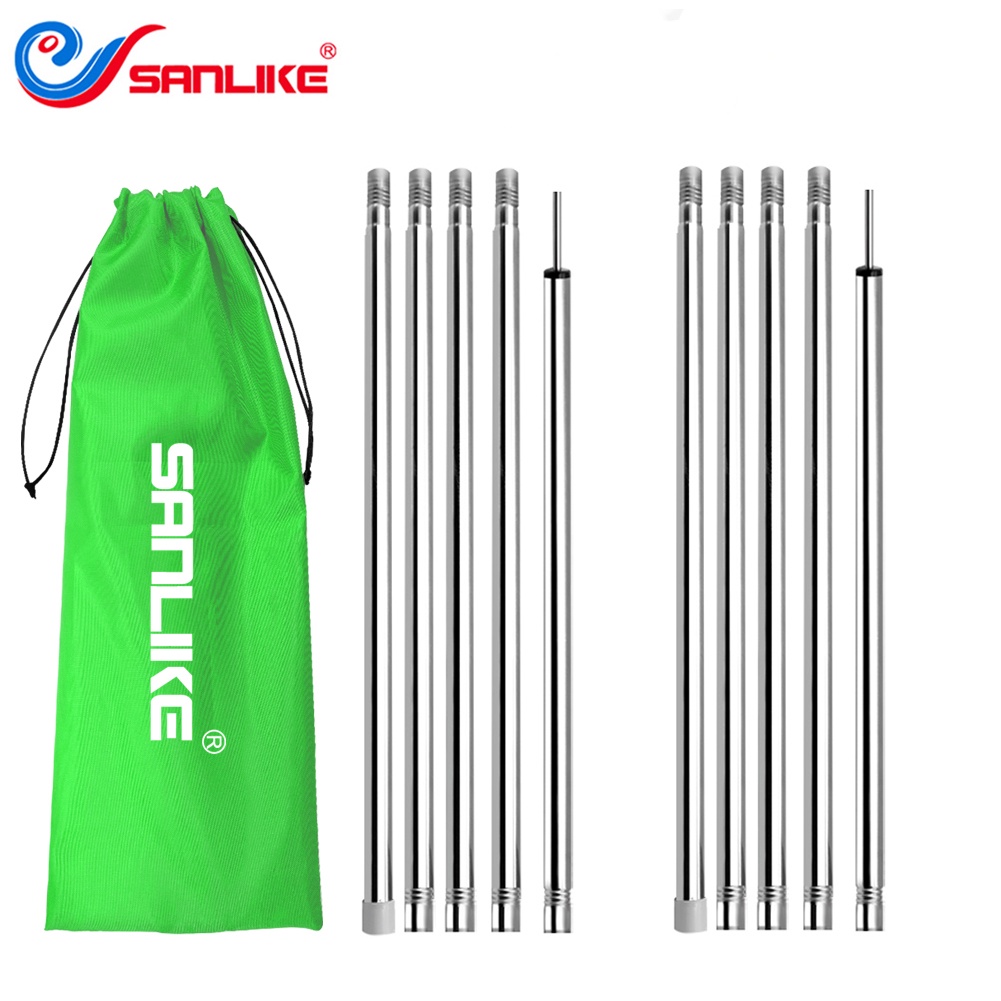 Sanlike เต็นท์เสา Flysheet Pole ปรับ Tarp Pole สแตนเลส Rod Camping Pole สําหรับกันสาด 2 M 2 ชุด 10 ส
