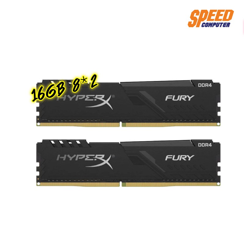 16GB (8GBx2) DDR4/2666 RAM PC (แรมพีซี) KINGSTON HyperX FURY BLACK (HX426C16FB3K2/16) By Speedcom