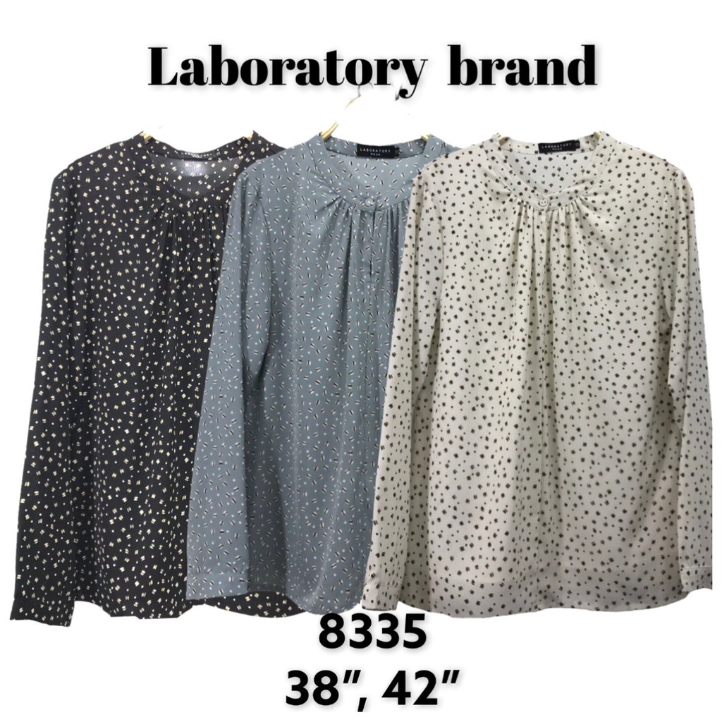 Laboratory  เสื้อทำงาน เสื้อคอกลมรูดคอพิมพ์ลายแขนยาว8335