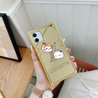 เคสโทรศัพท์มือถือกระจก ทรงสี่เหลี่ยม สีทอง หรูหรา สําหรับ Vivo V23E V21E V20SE Y73 4G 5G V19 V17 PRO S12 S10E