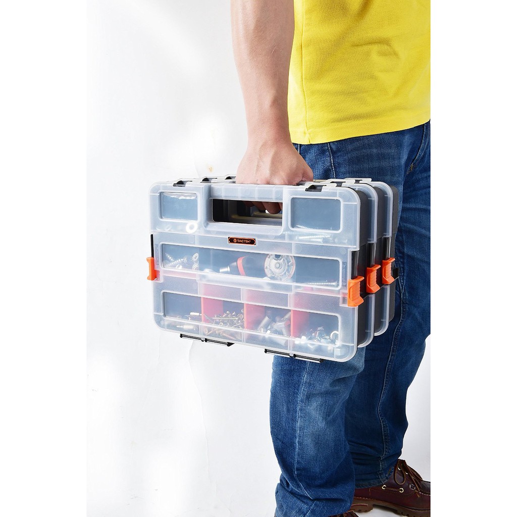 Tactix 320027 Plastic tool box กล่องเครื่องมือ 12.5 นิ้ว พร้อมตัวล็อค 3 กล่องชุด