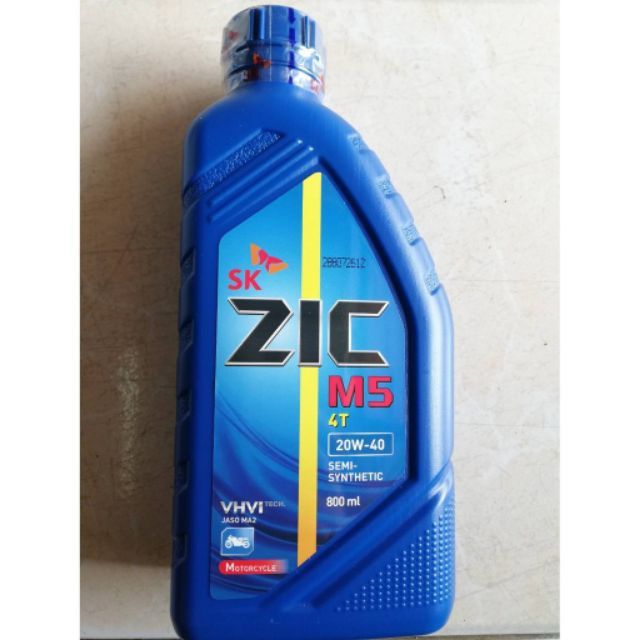 น้ำมันเครื่องมอเตอร์ไซค์ ZIC M5 4T SAE 20W-40 ขนาด 0.8 ลิตร