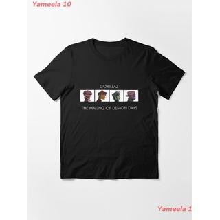 เสื้อยืดผ้าฝ้ายพิมพ์ลายขายดีFOUR DEMON DAYS Essential T-Shirt กอริลลาซ ​วงร็อค Gorillaz เสื้อพิมพ์ลาย เสื้อแนวสตรีท เสื้