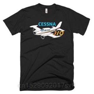 เสื้อยืดผู้ Lyzh เสื้อยืดแขนสั้น ผ้าฝ้าย พิมพ์ลายเครื่องบิน Cessna 310 แฟชั่นฤดูร้อน# เสื้อยืด S-5XL