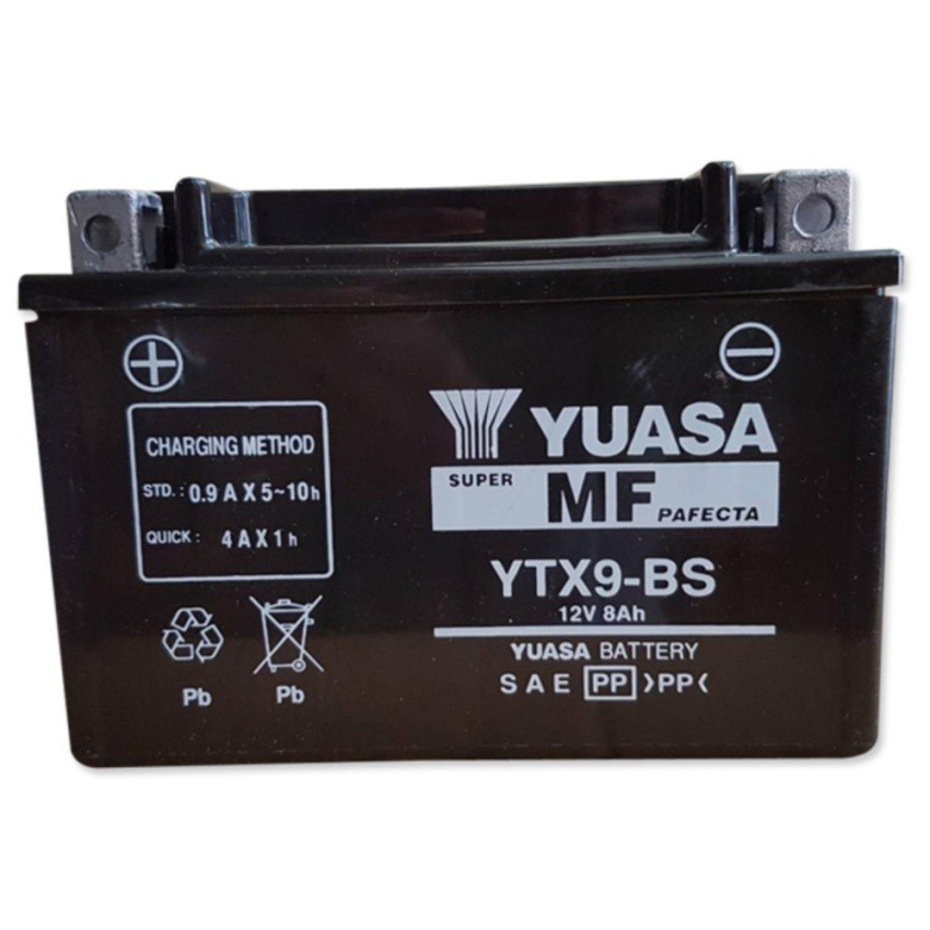 YUASA แบตเตอรี่แห้ง (แยกน้ำ) รหัส YTX-9BS สำหรับ NINJA250L,NINJA300, NINJA-1000, BN300,BN600, Z800, 