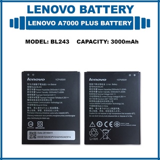 แบตเตอรี่ Lenovo A7000 Plus รุ่น BL243  3000mAh