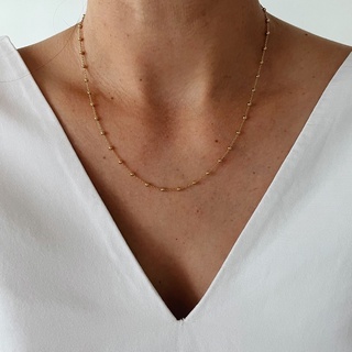 Ball Chain Necklace, 18K Gold Plated, Sterling Silver Necklace N0017 | สร้อยคอ สร้อยคอจี้ เงินแท้ ทองแท้