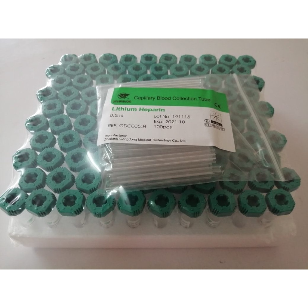 100หลอด LITHIUM HEPATIN 0.5 ML WITH CAPILLARY , K3 EDTA WITH CAPILLARY  , 100 หลอด/แพค ราคา ถูกที่สุด ดีลบีเคเค แกลเลอรีภาพที่ 2