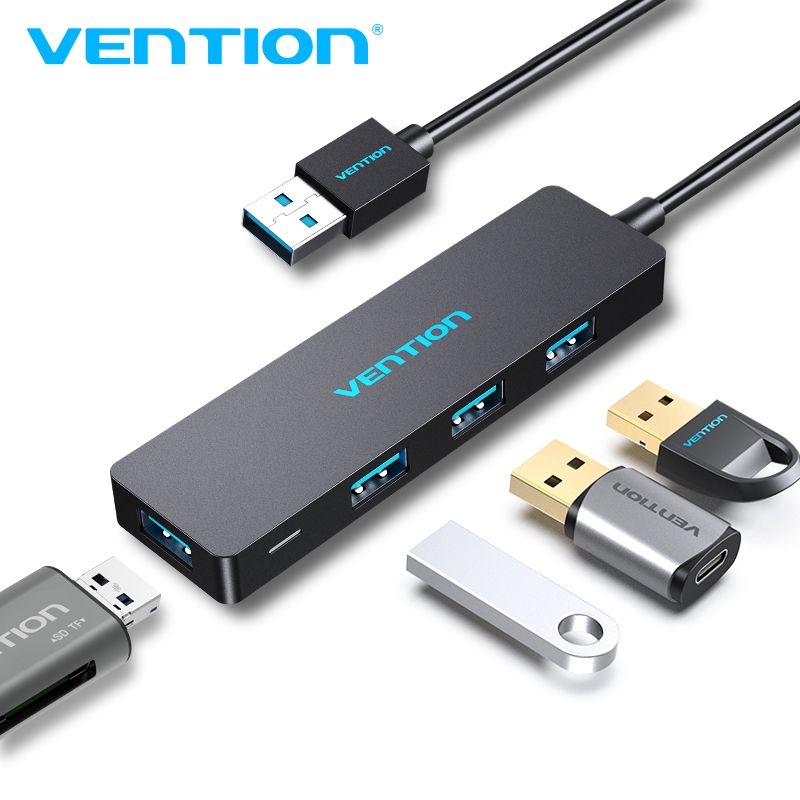 Vention ฮับ USB 3.0 hub 4 พอร์ต ความเร็วสูง สําหรับ Mac Pro Surface Pro PC แฟลชไดรฟ์ CHK