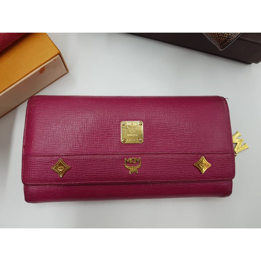 กระเป๋าสตางค์ MCM Long Wallet Pink มือสอง ของแท้