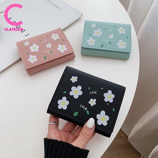 CLAFELOR-❗Sale❗กระเป๋าสตางค์แฟชั่น สไตล์เกาหลี หนังพียู สกรีนลายดอกไม้น่ารัก พร้อมส่งจากไทย รุ่น JJ-8191