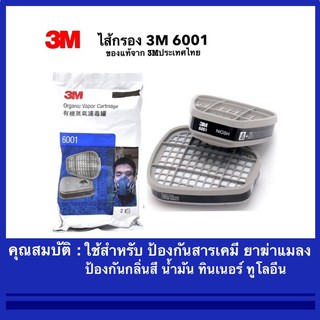 3M ตลับกรองสารระเหย รุ่น 6001 (แพ๊คคู่) Organ Vapor Cartridge